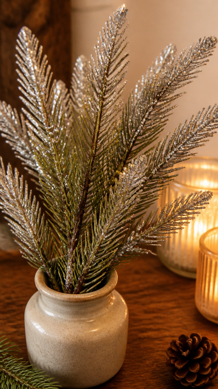 Glitter-Dipped Pine Branches