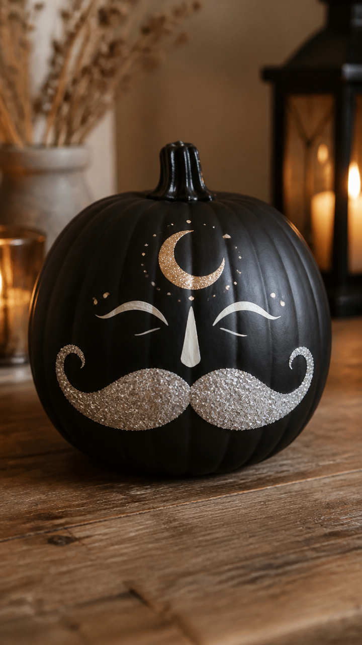 Glitter Mustache Moon Witch