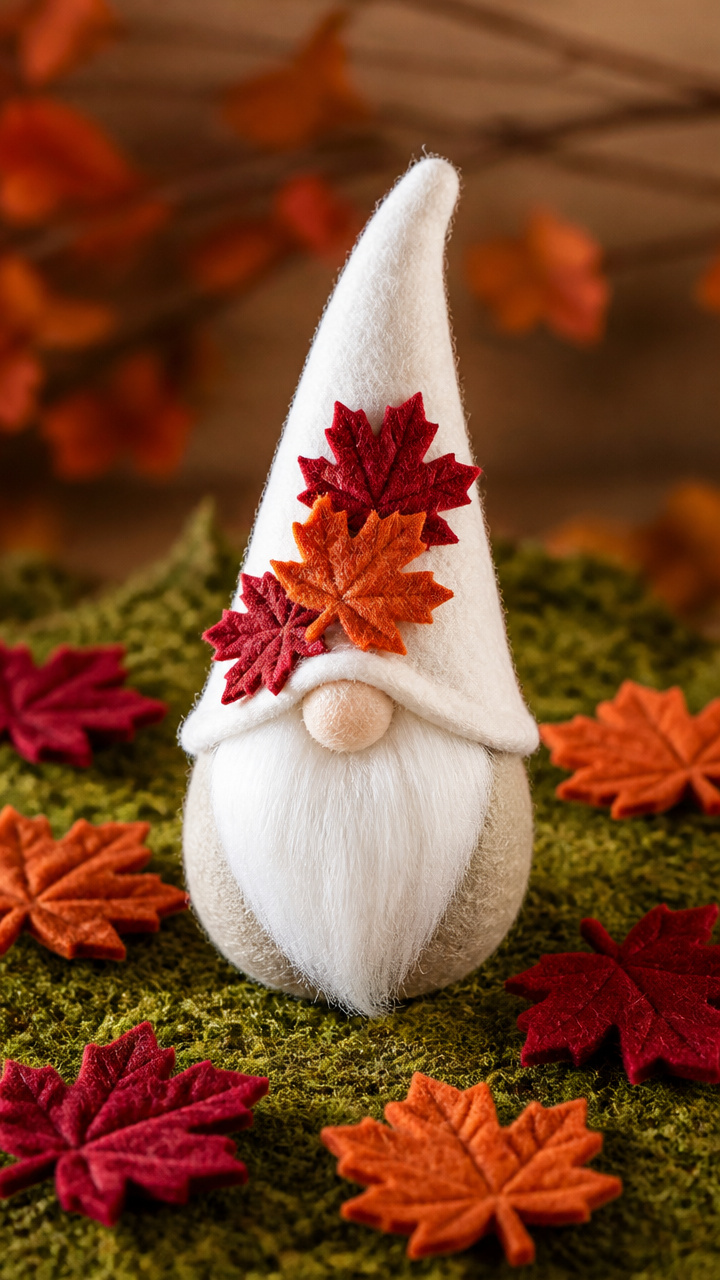 Gnome with Felt Leaf Accents