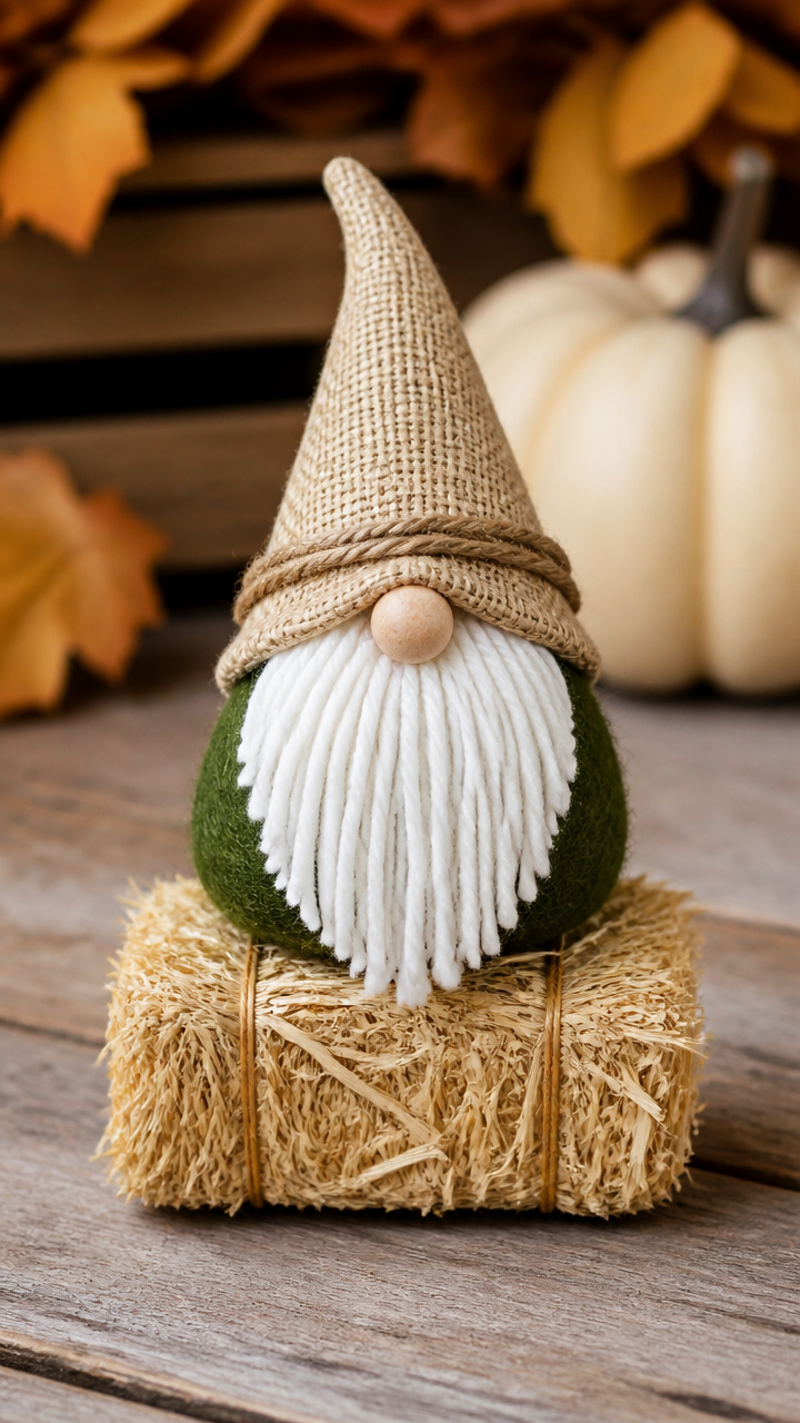 Gnome with Mini Hay Bale Base