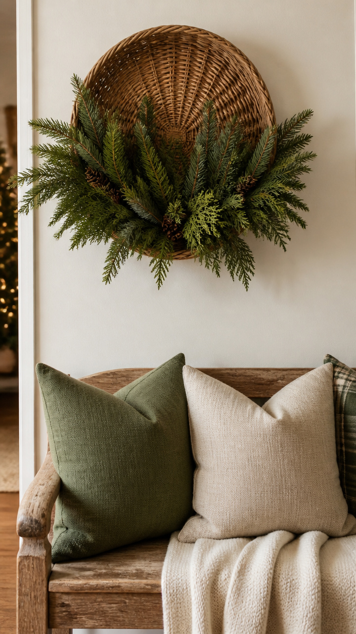 Hang a Woven Wall Basket with Seasonal Greens