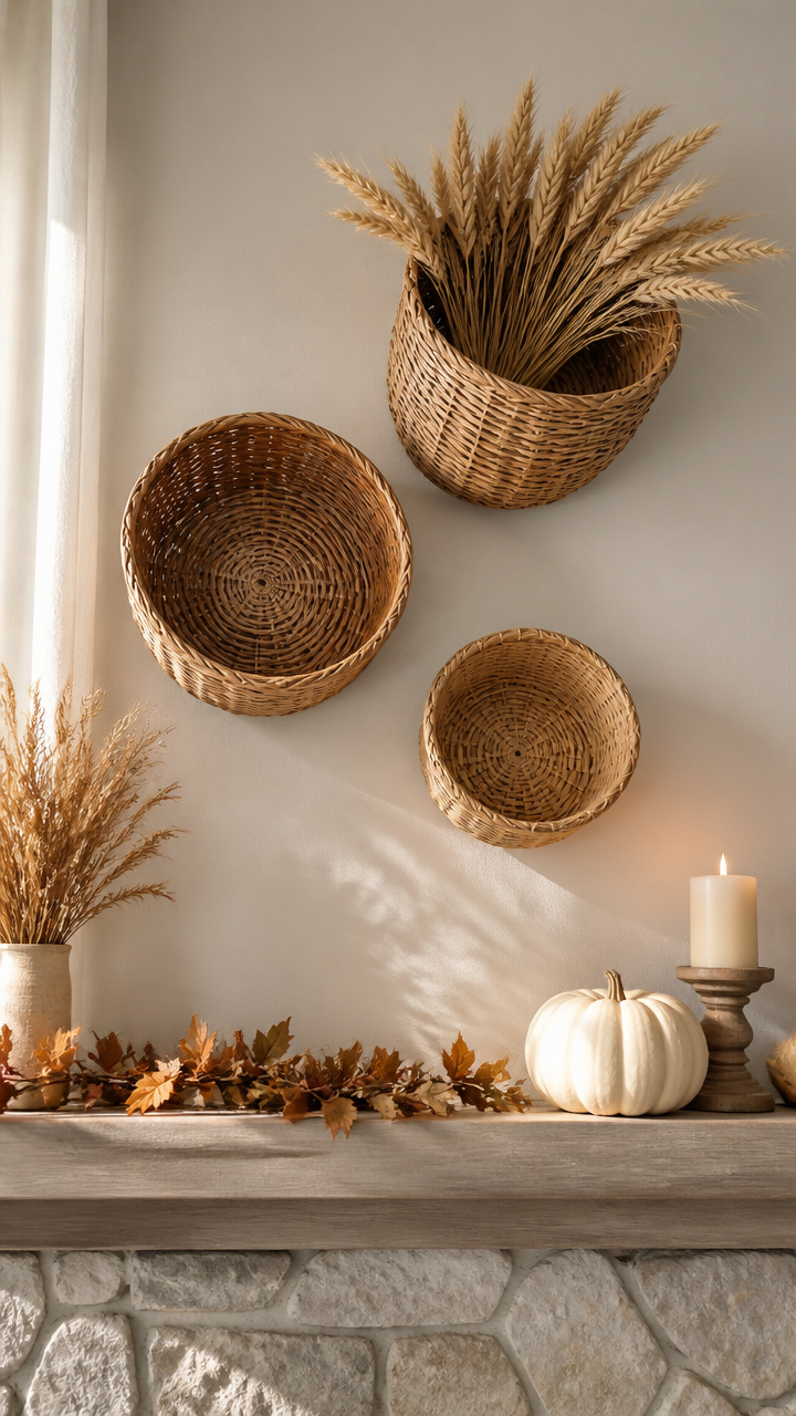 Hang Small Woven Baskets at Angled Heights