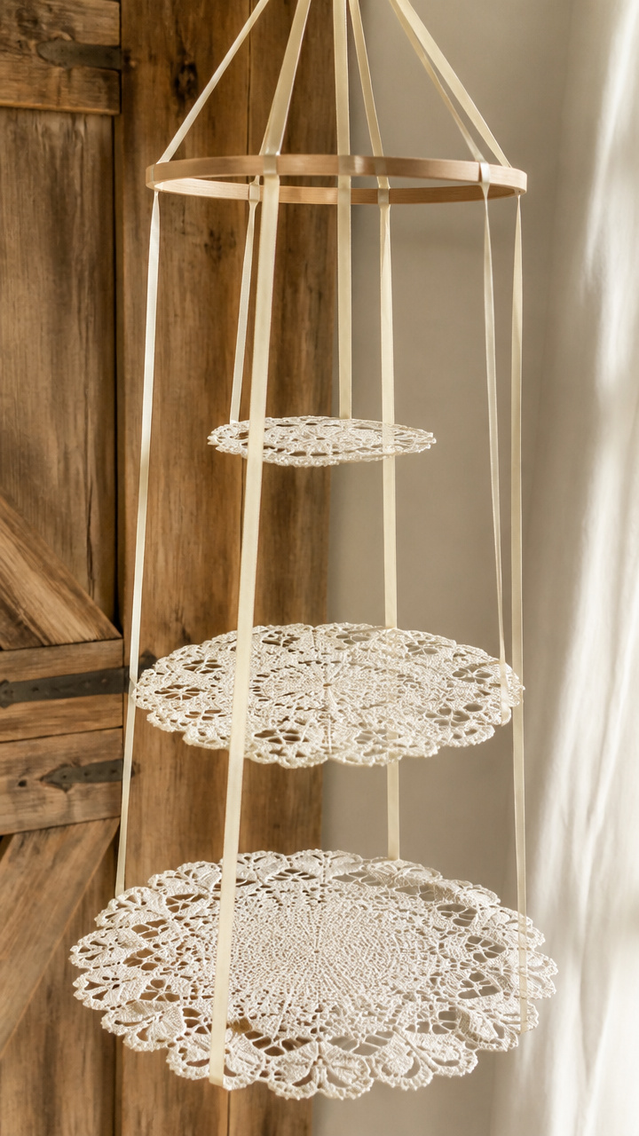 Hanging Doily Mobile