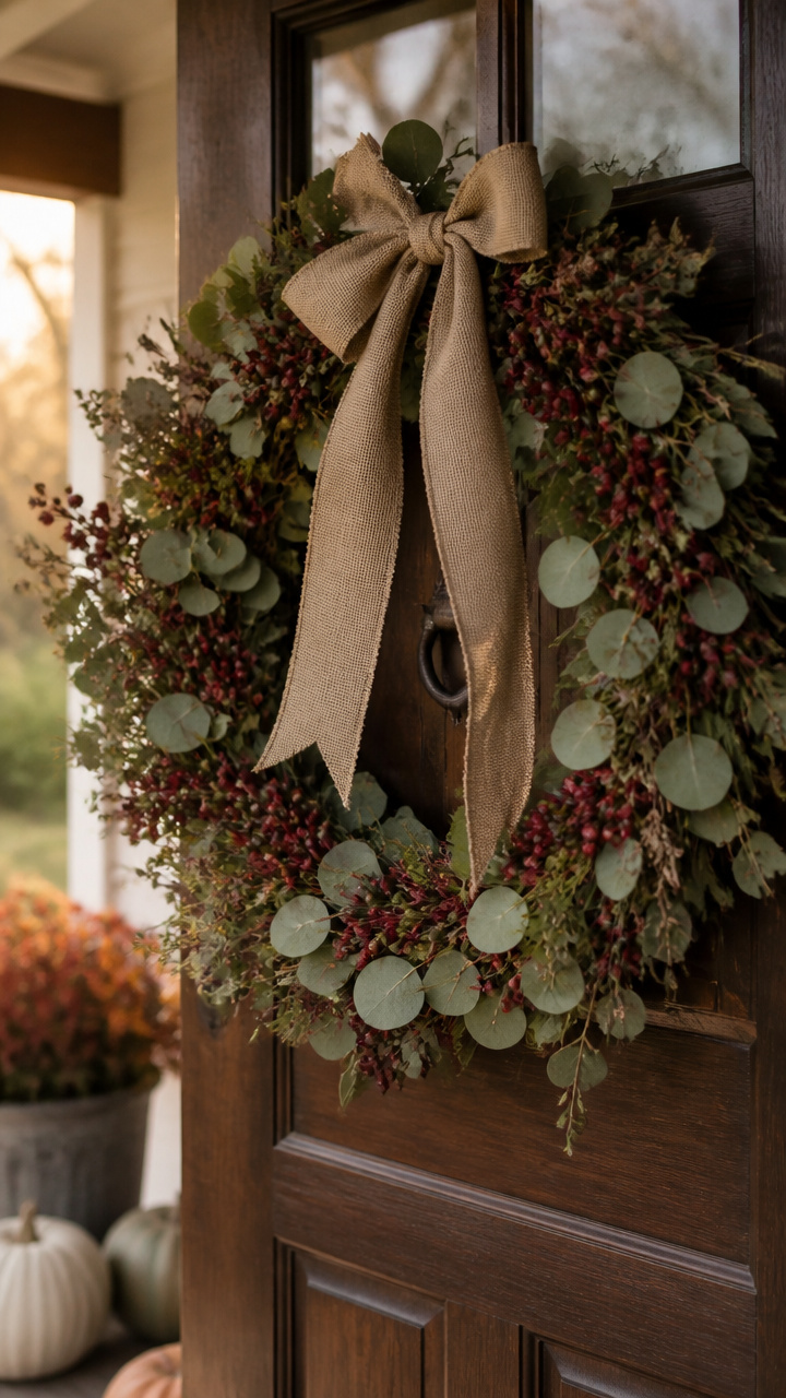 Hanging Eucalyptus and Berry Wreaths
