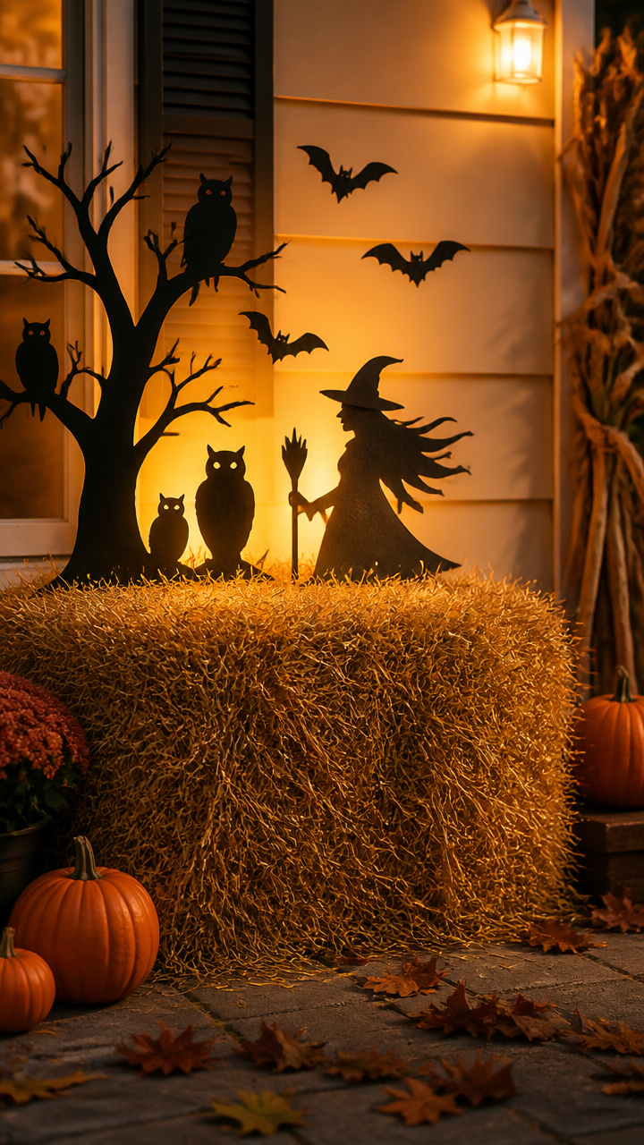 Hay Bale Base for a Spooky Silhouette Scene