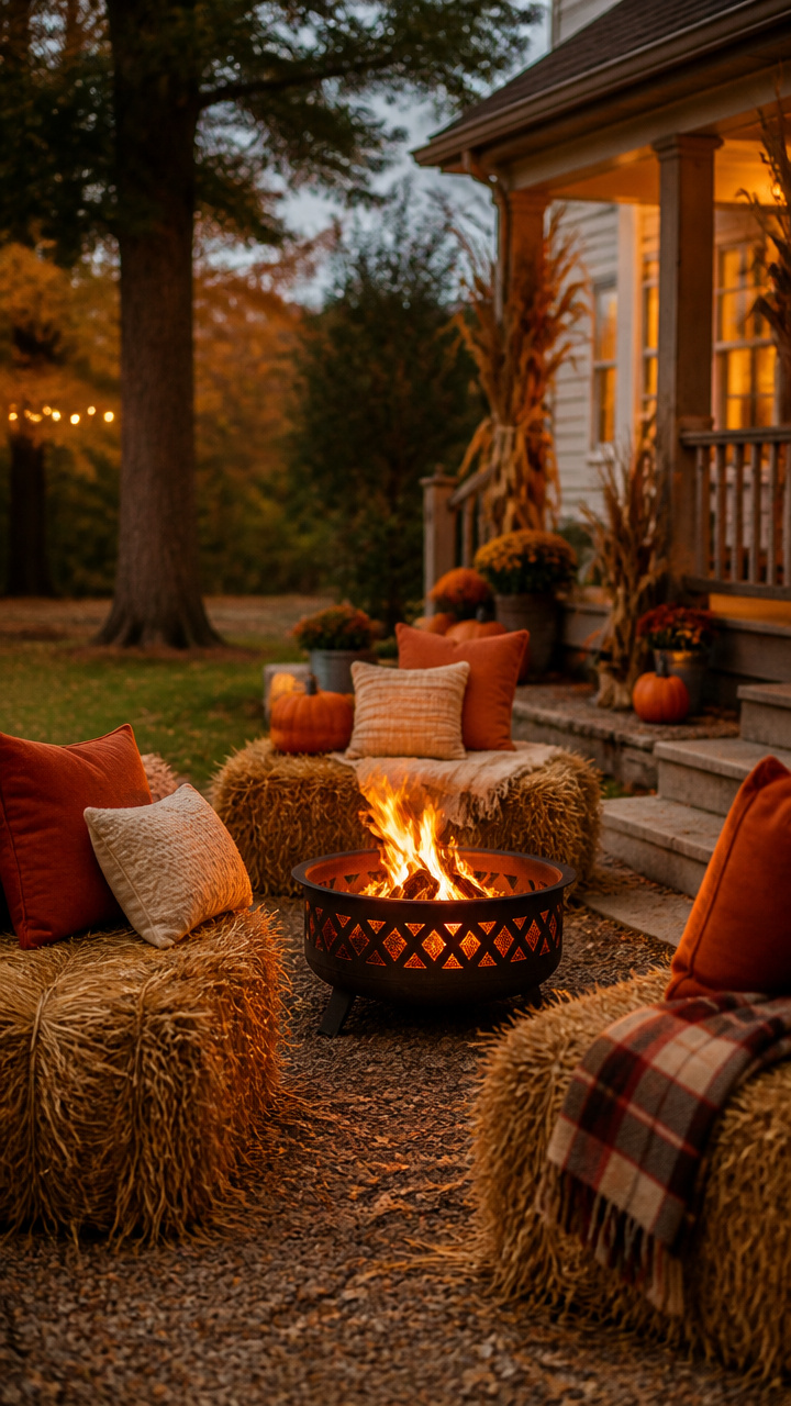 Hay Bale Fire Pit Gathering Area