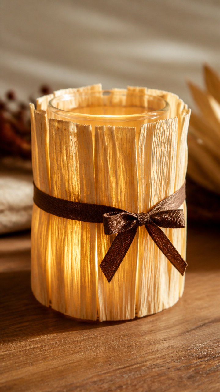 Husk-Wrapped Candle Holders