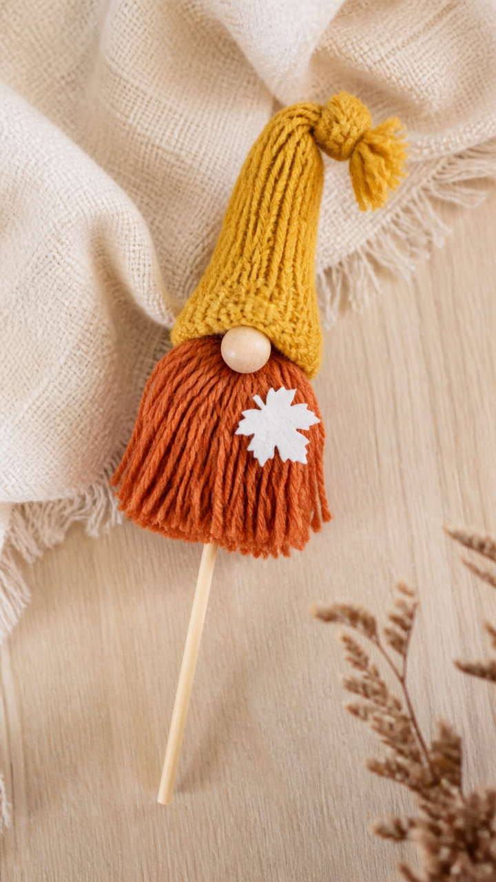 Knit Hat Gnome on a Stick