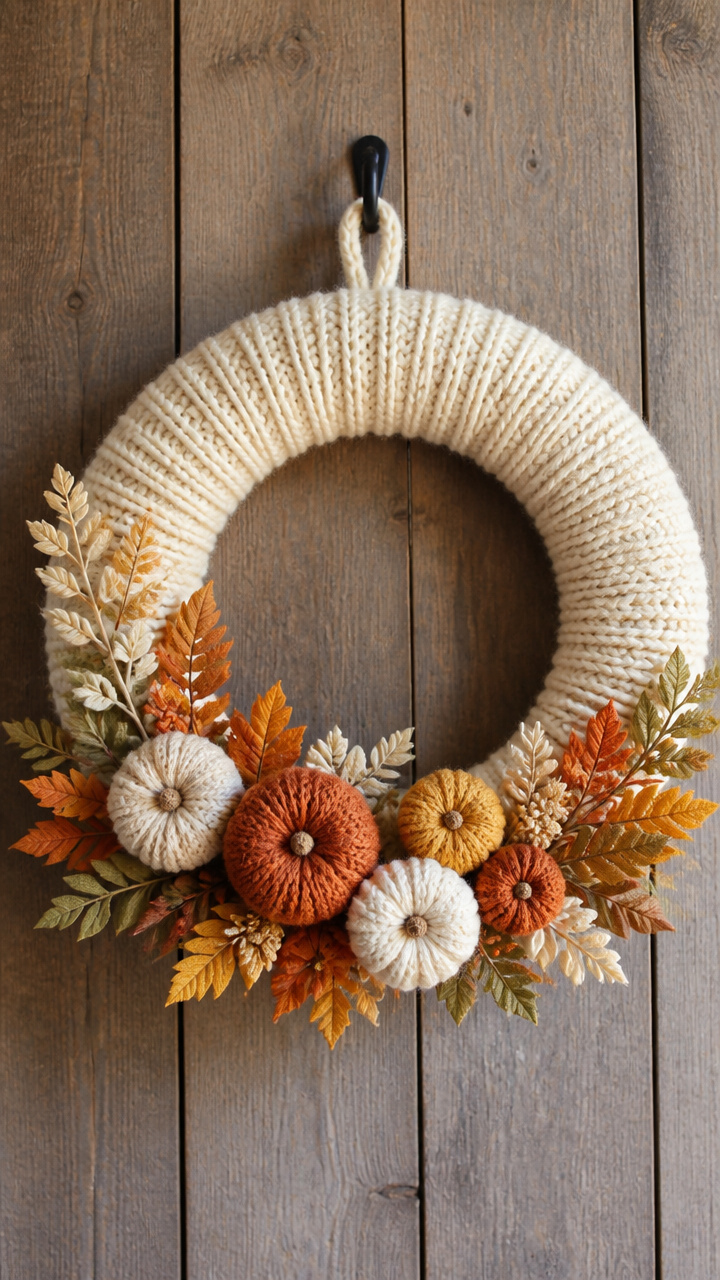 Knitted Yarn Wrapped Wreath