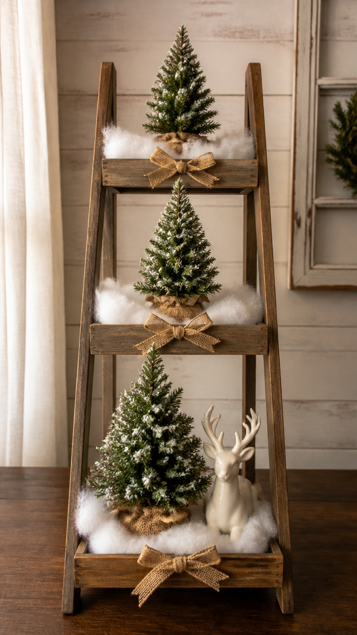 Ladder Shelf Mini Tree Display