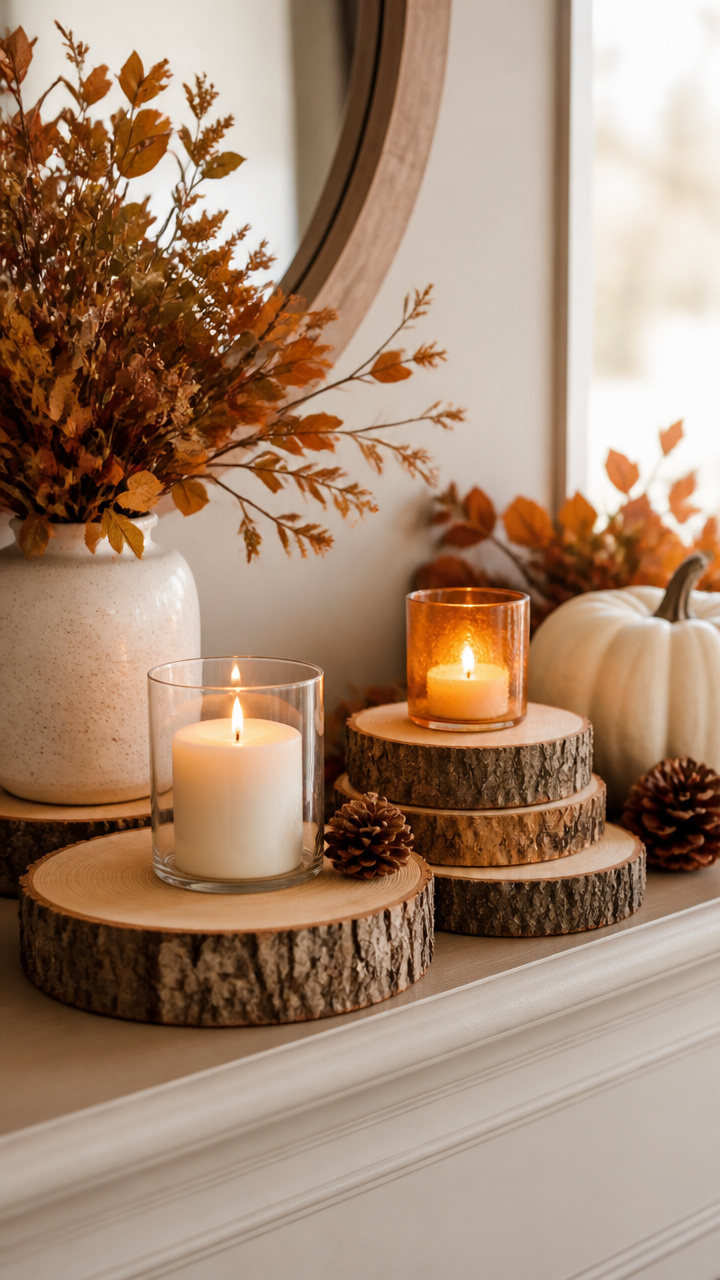 Layer in Natural Wood Slices as Base Accents