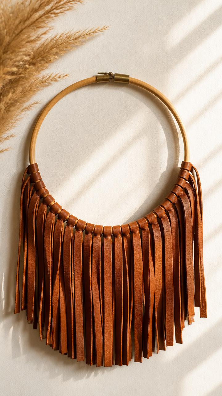 Leather Strip Tassel Wreath