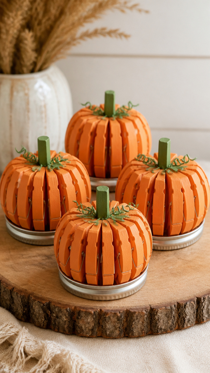 Lid and Clothespin Pumpkins