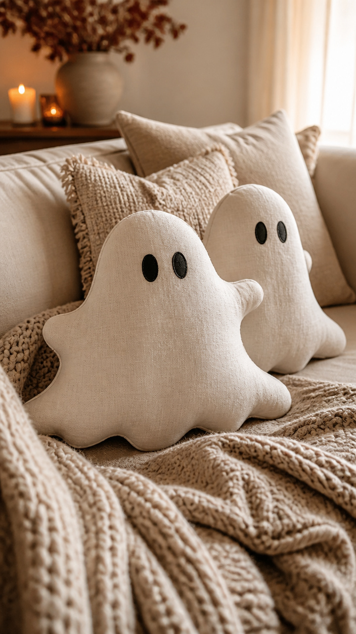 Linen Ghost Pillows on the Sofa