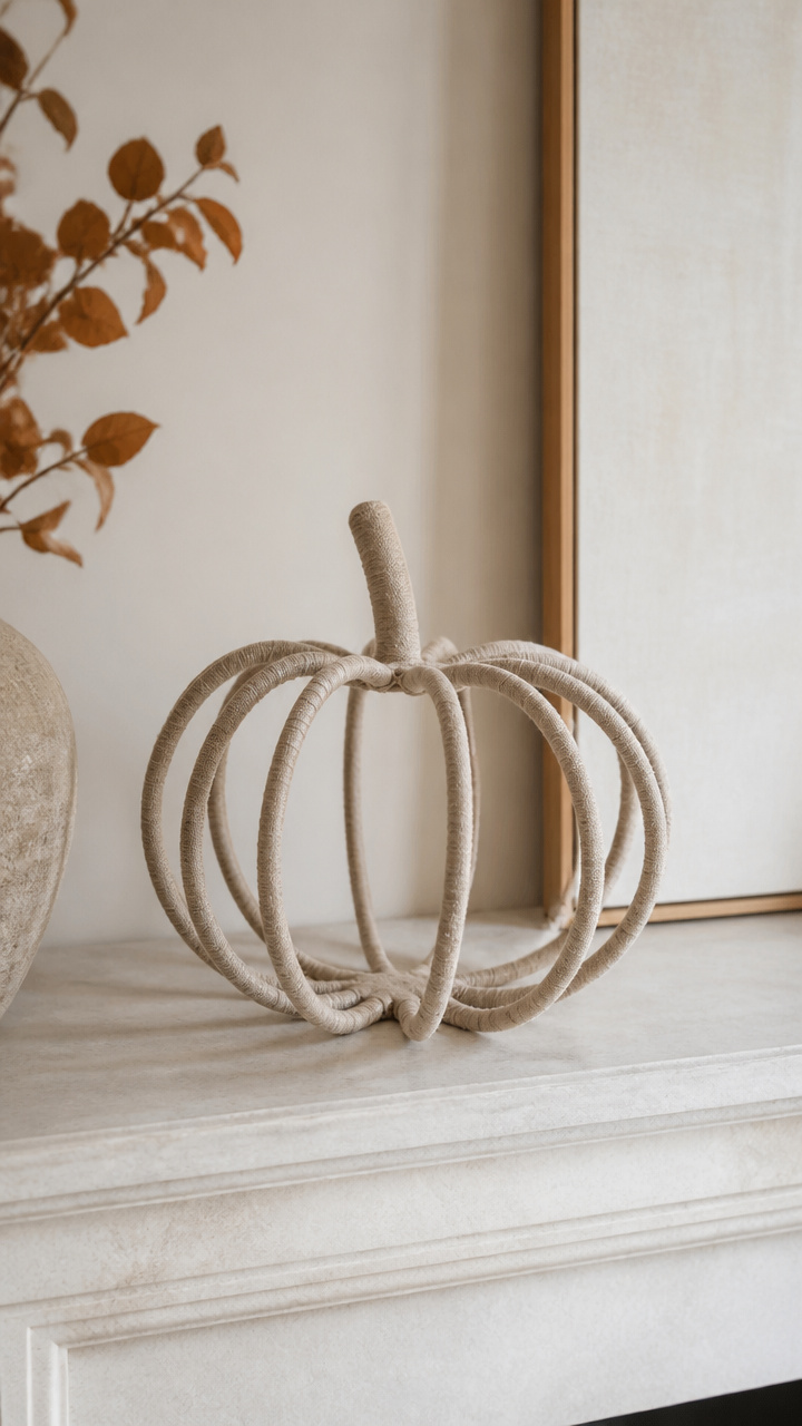 Linen-Wrapped Wire Pumpkins
