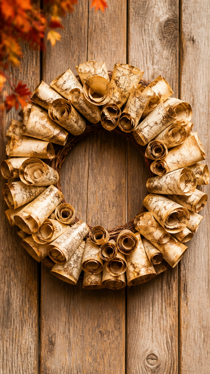 Map Paper Scroll Wreath