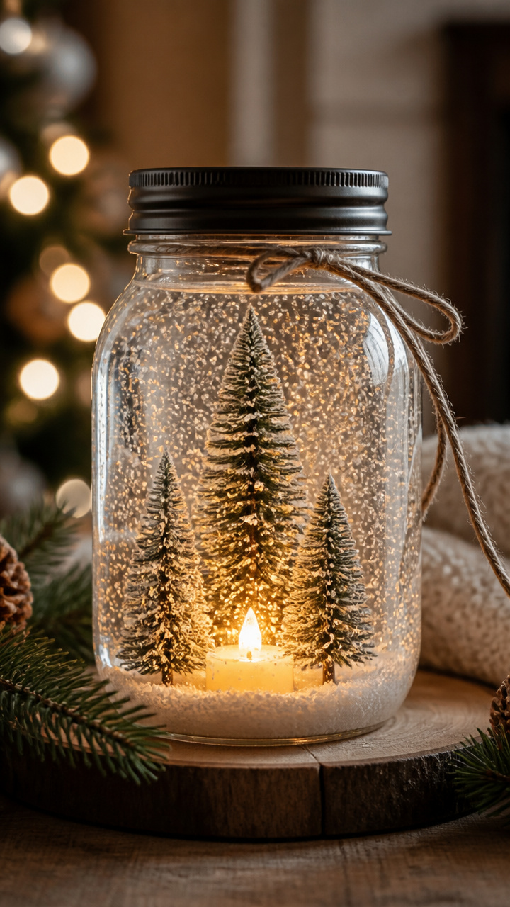 Mason Jar Snow Globe Centerpiece