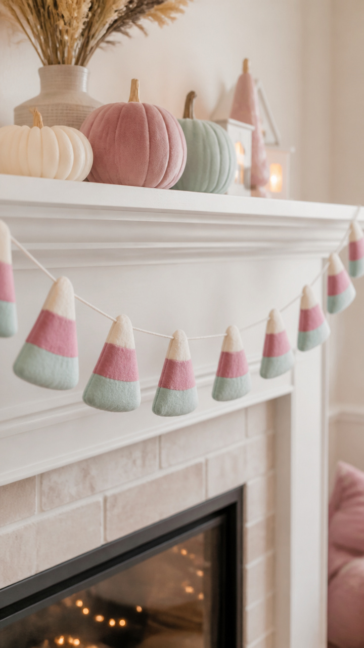 Mauve and Mint Candy Corn Garland