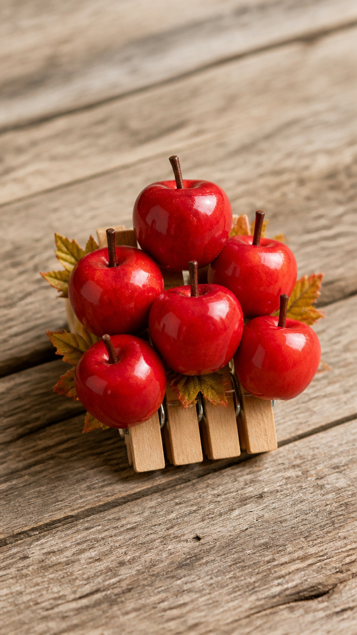 Mini Apple Clothespin Decor