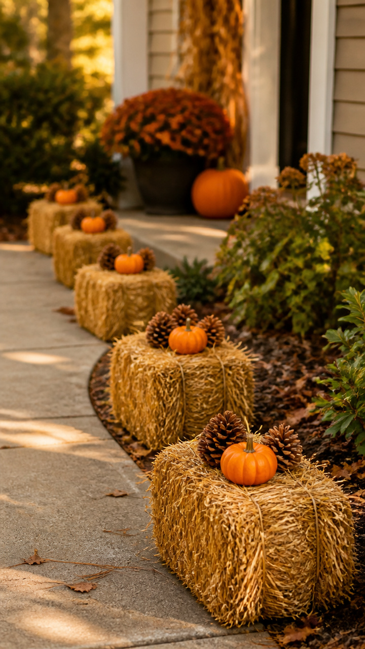 Mini Hay Bale Pathway Markers