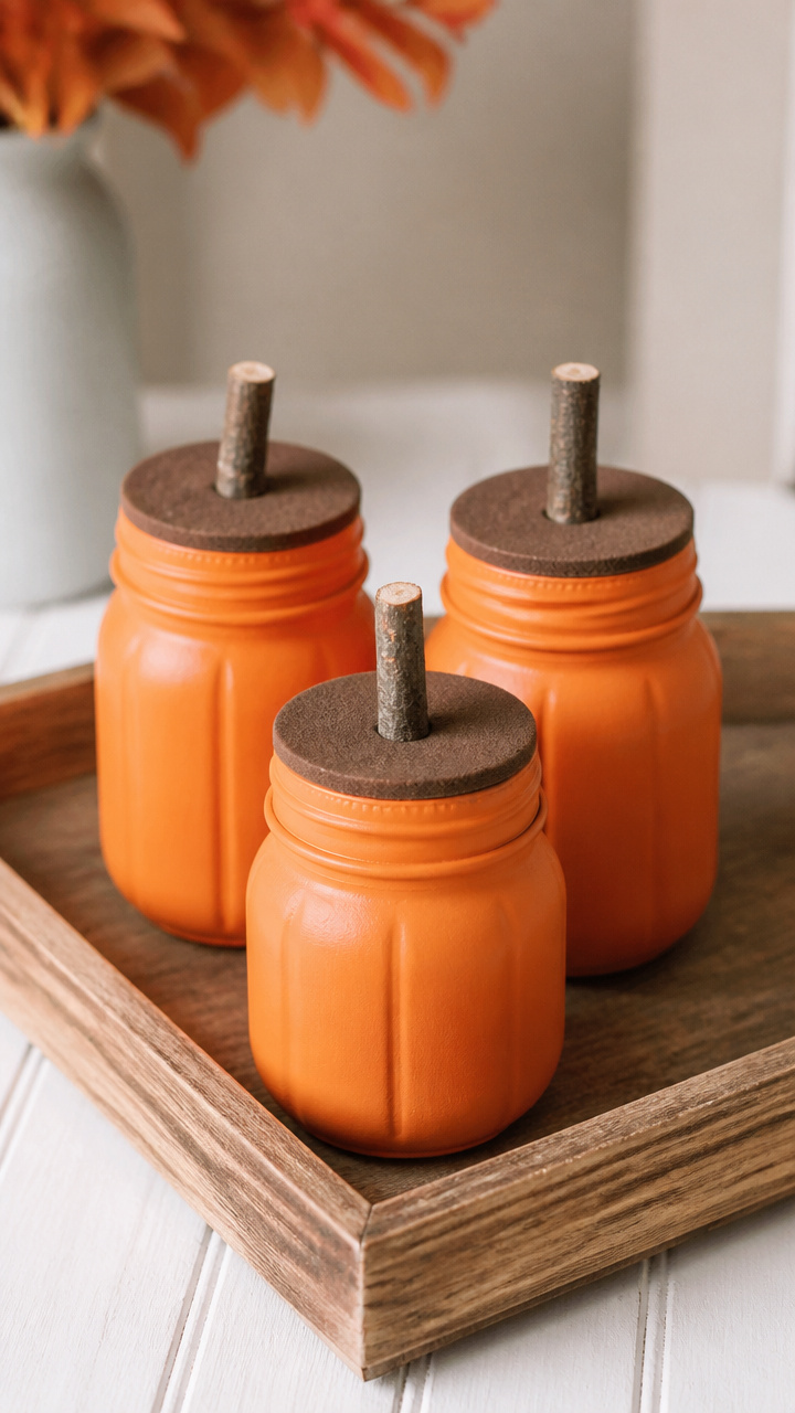 Mini Mason Jar Pumpkins