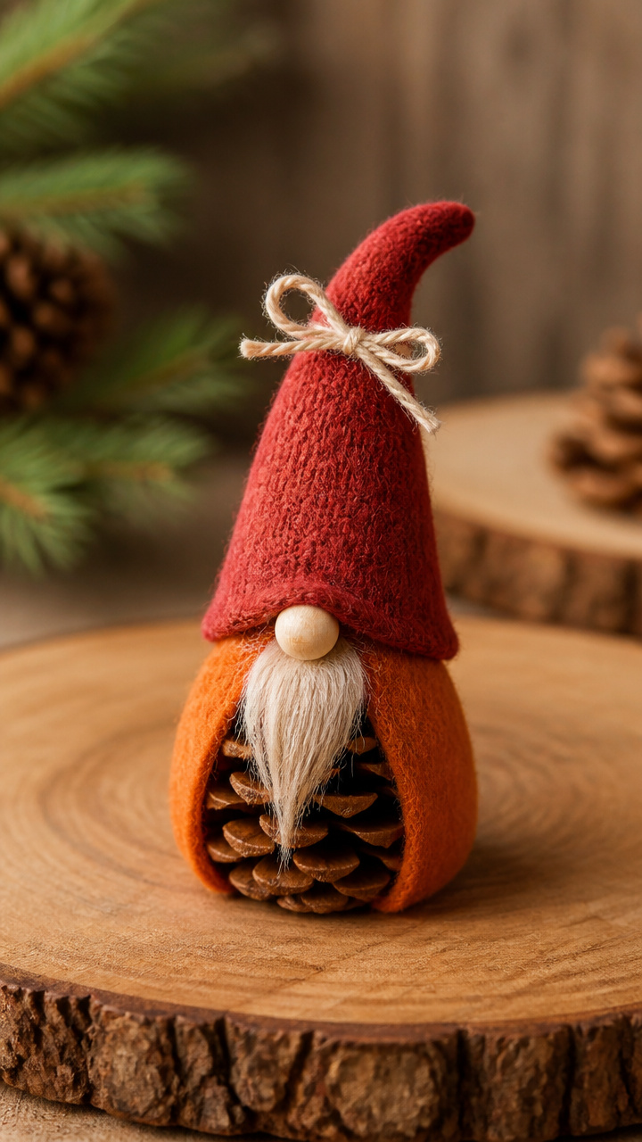 Mini Pinecone Pumpkin Gnome