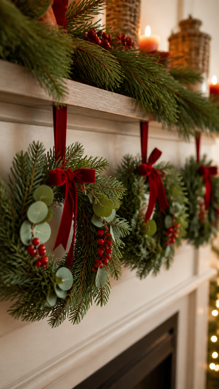 Mini Wreaths with Berries and Ribbon