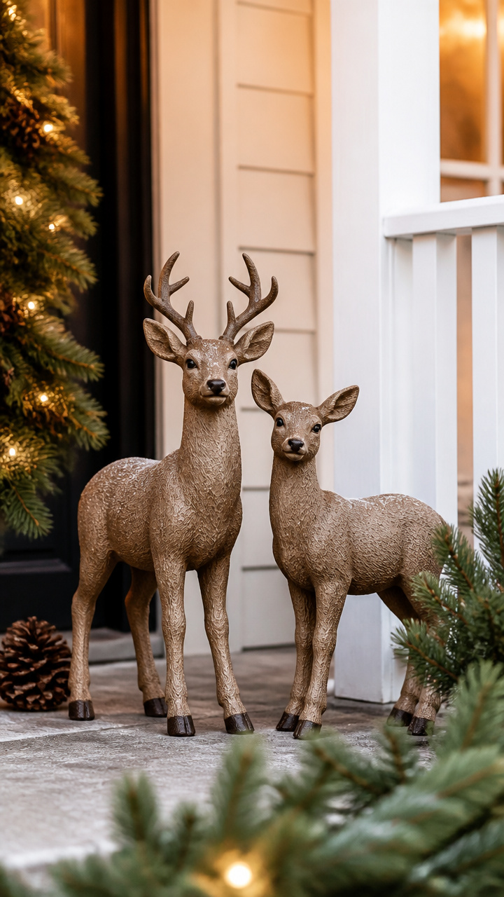 Miniature Porch-Side Reindeer Pair