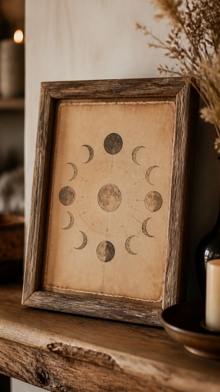 Moon Phase Calendar Printed on Parchment Paper
