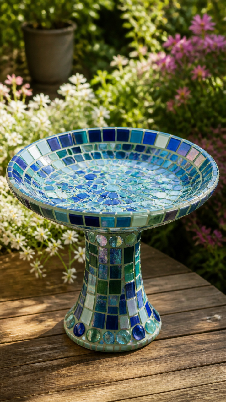 Mosaic Glass Pedestal Bath