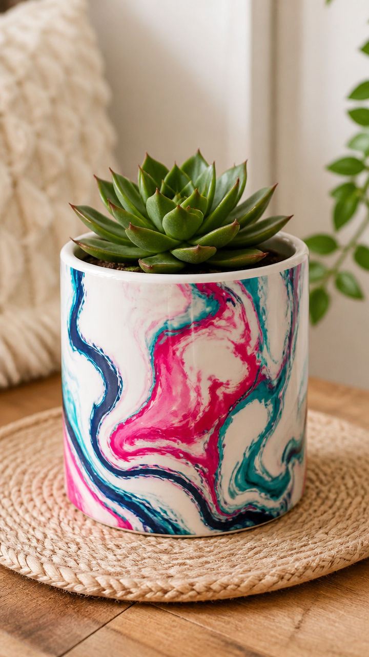 Nail Polish Marbled Planter