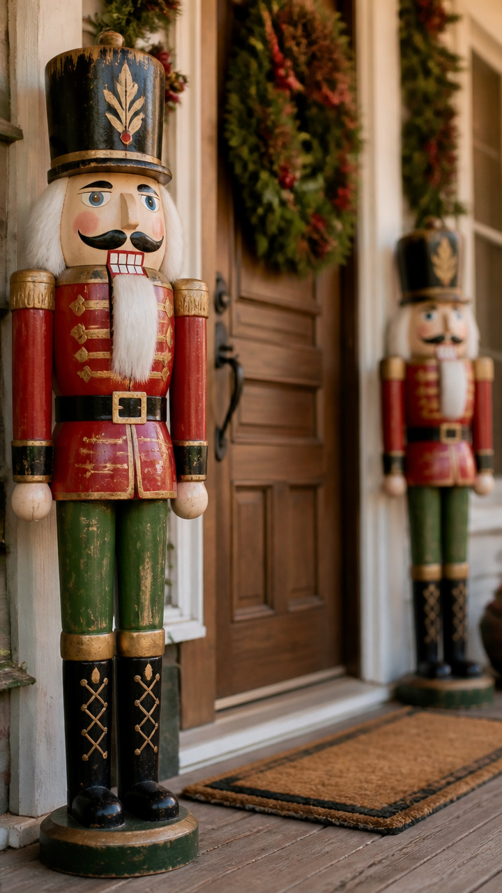 Old-Fashioned Wooden Nutcrackers as Entryway Guards