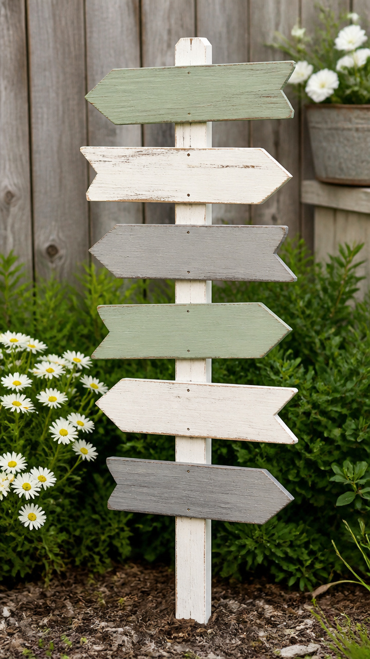 Painted Farmhouse Directional Garden Signpost