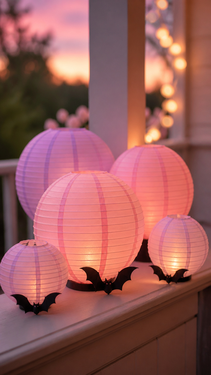 Pastel Paper Lanterns with Mini Bats