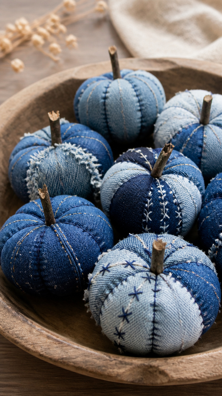 Patchwork Denim Mini Pumpkins