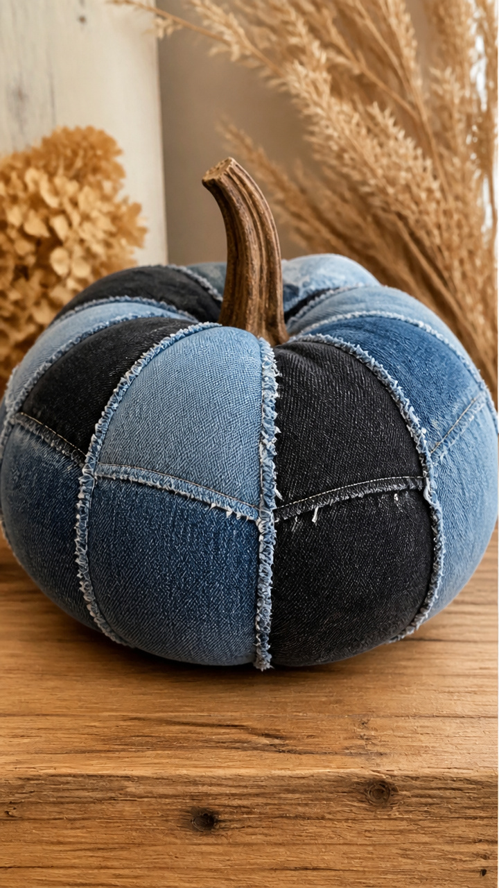 Patchwork Denim Pumpkins