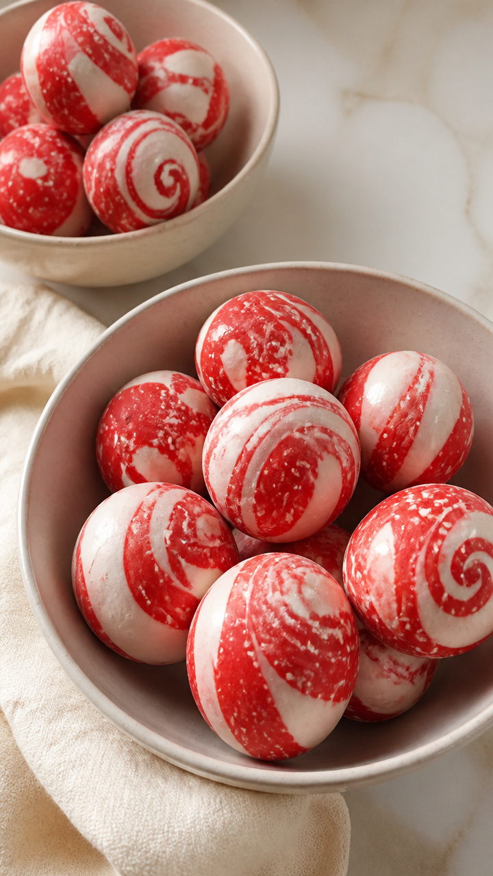 Peppermint Playdough Orbs