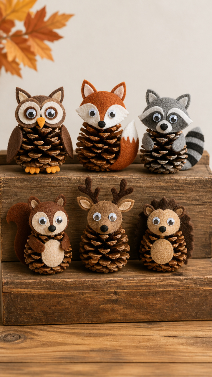 Pine Cone Felt Animals