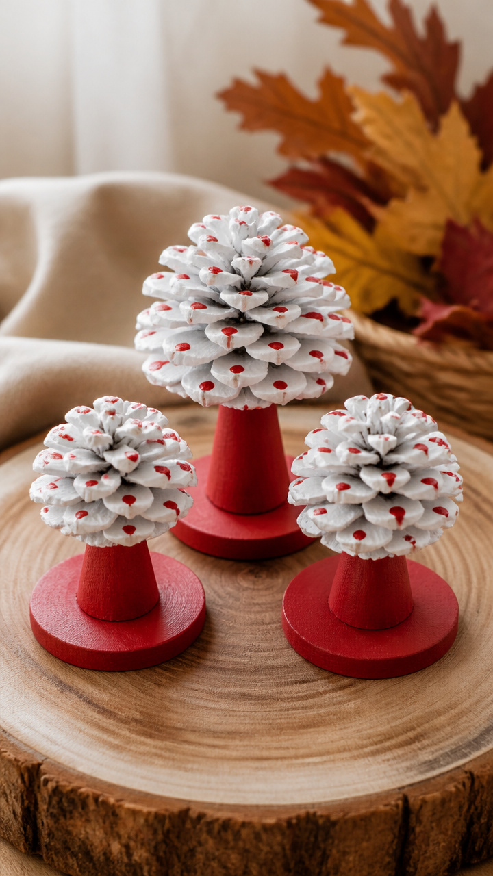 Pine Cone Painted Mushroom Decor