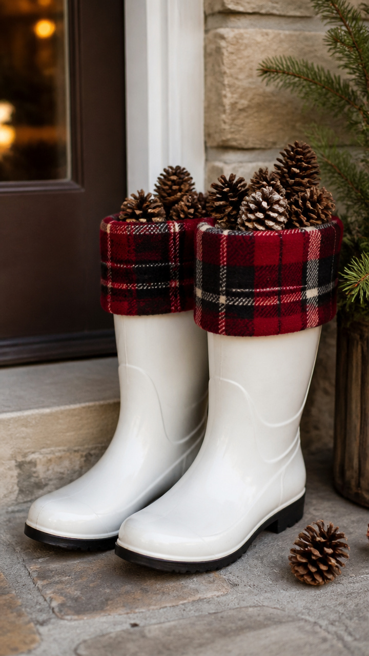 Pinecone Door Guards in Plaid Boot Covers