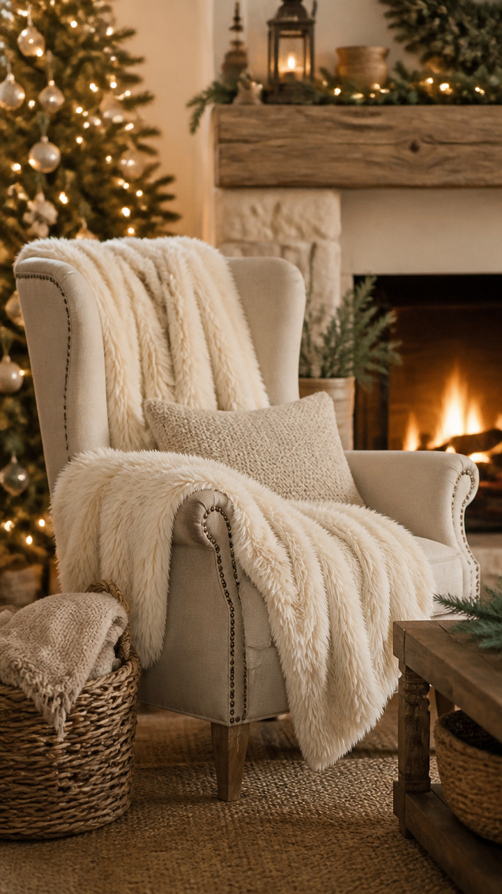 Place Faux Fur Throws on Accent Chairs
