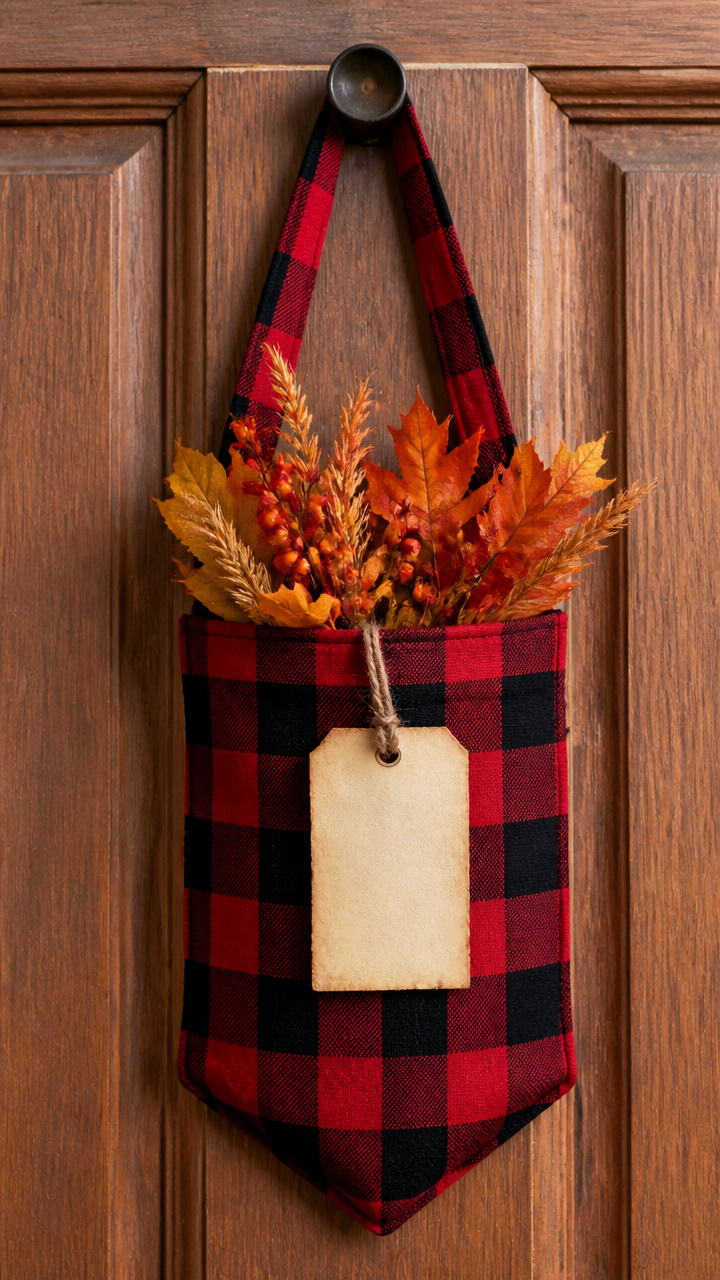 Plaid Fabric Pocket Hanger