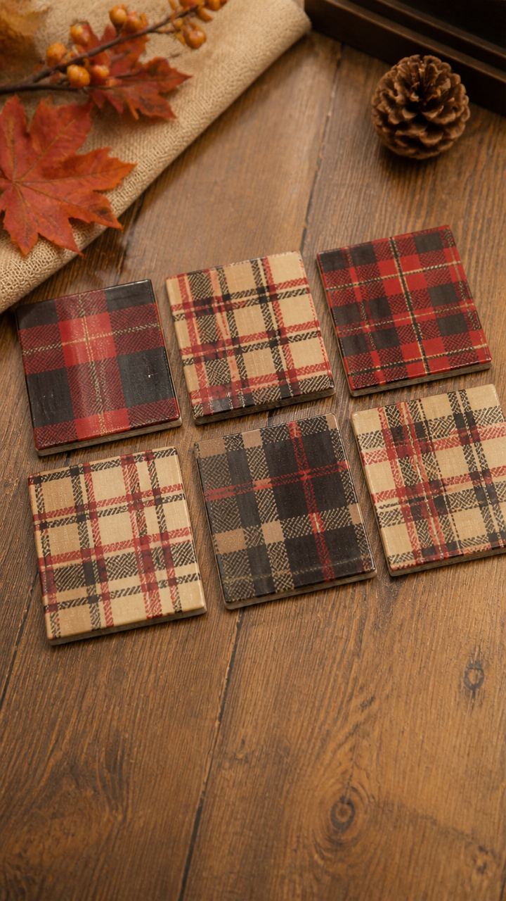 Plaid Paper Napkin Coasters
