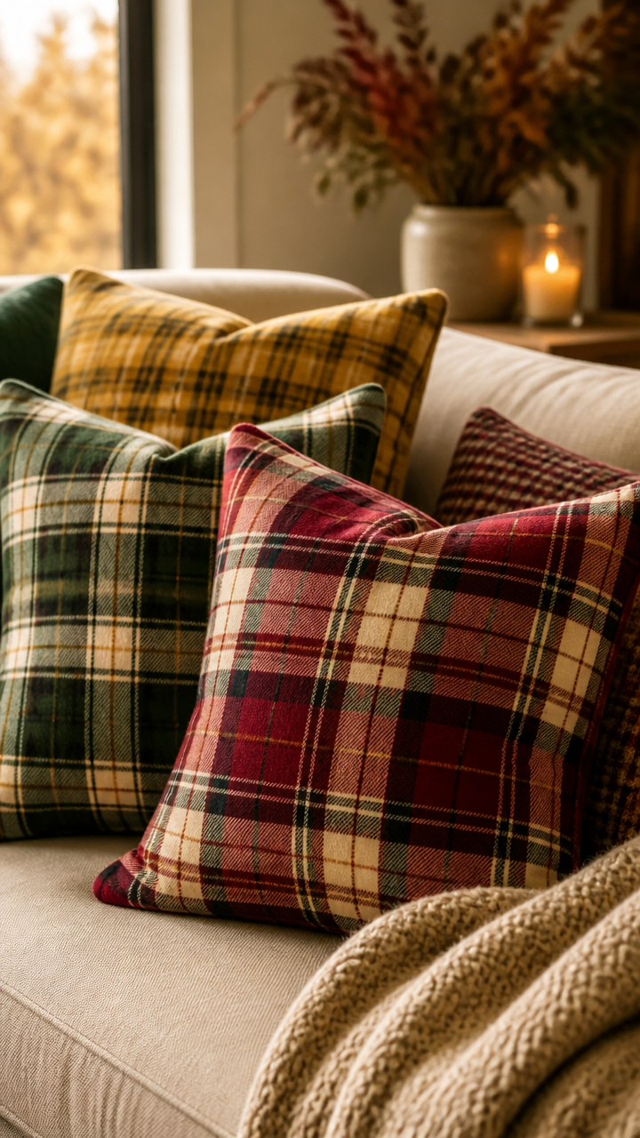 Plaid Pillows in Warm Flannel Fabric