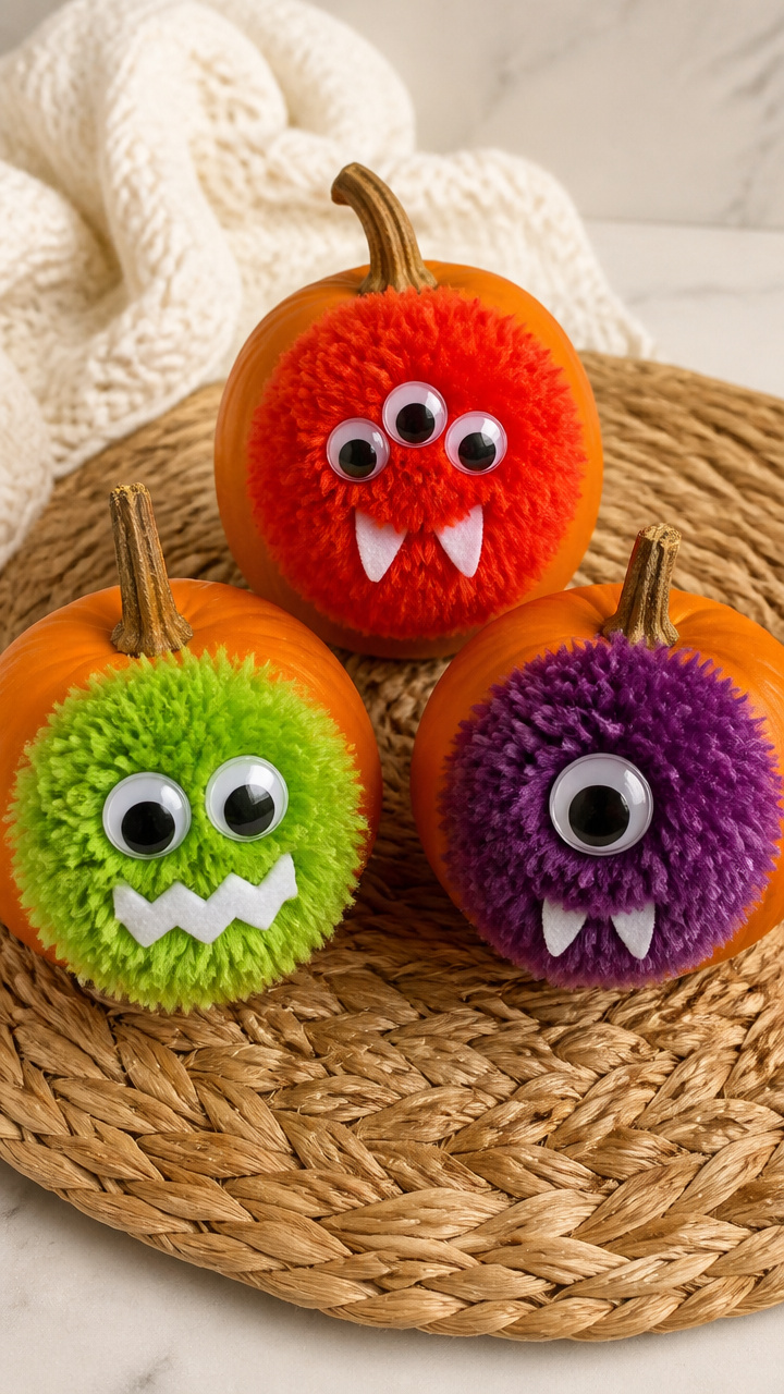 Pom-Pom Monster Pumpkins