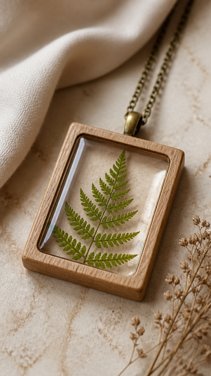 Pressed Fern Resin Pendant