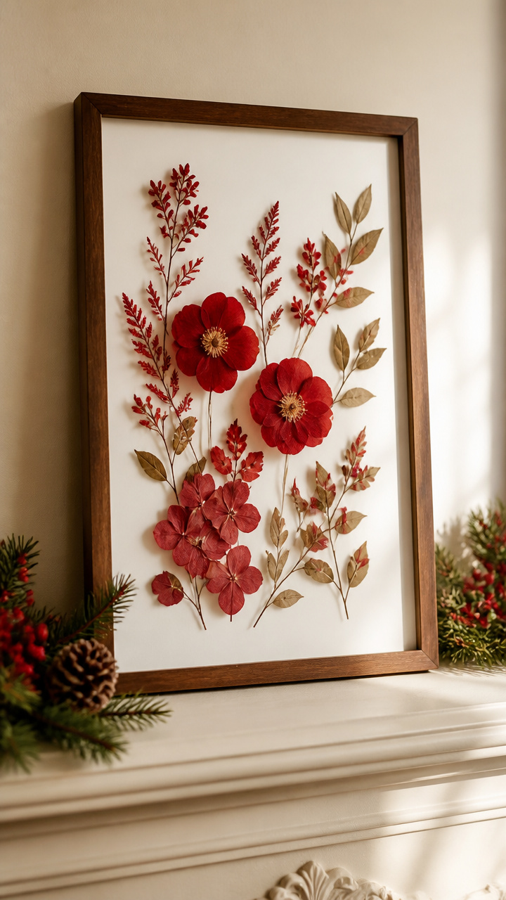 Pressed Flower Frames in Holiday Reds