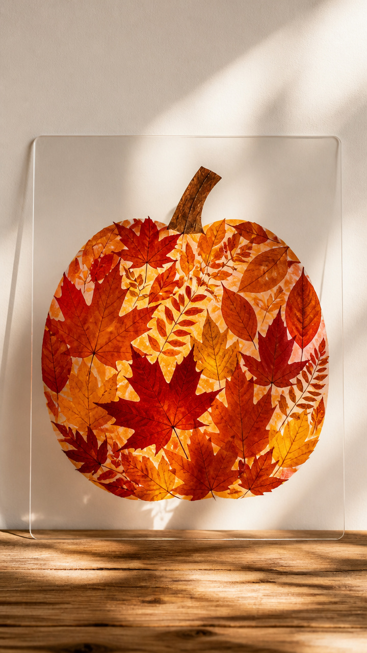 Pressed Leaf Pumpkin Silhouette