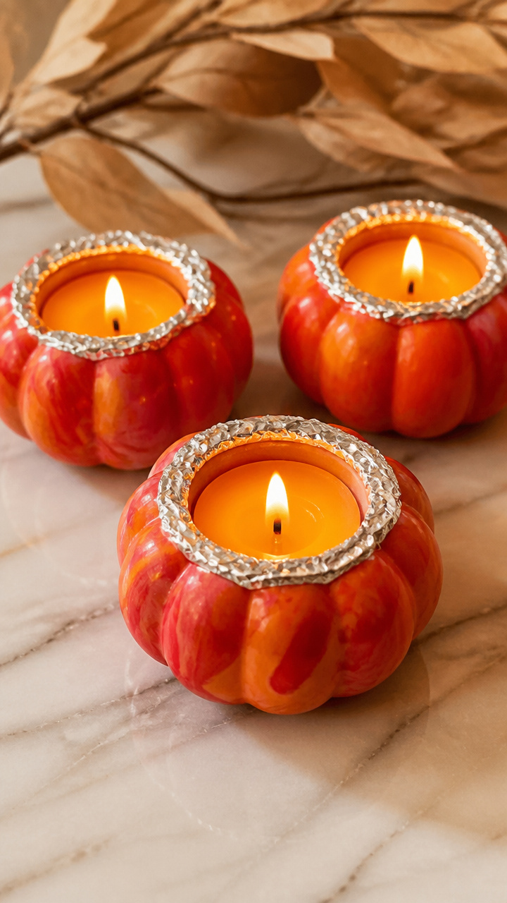Pumpkin Crayon Candle Holders