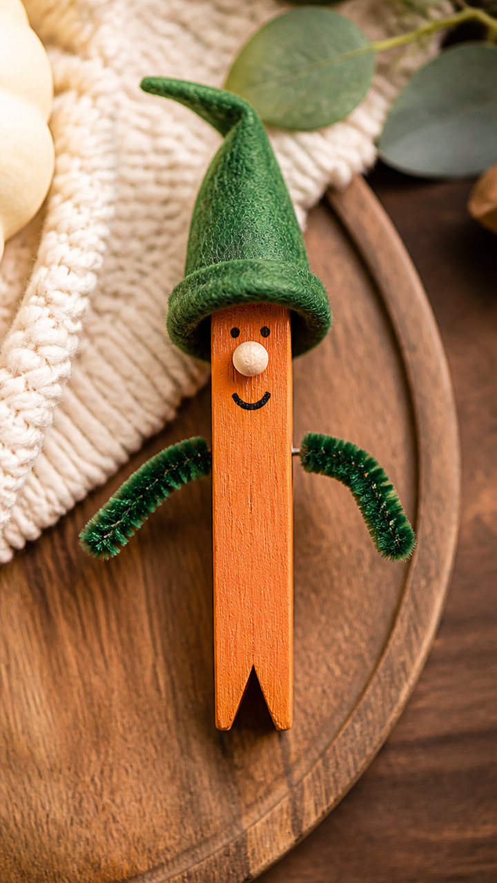 Pumpkin Gnome Clothespin Figure